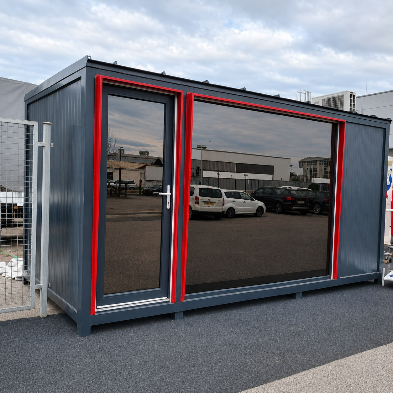Glazed sales office unit